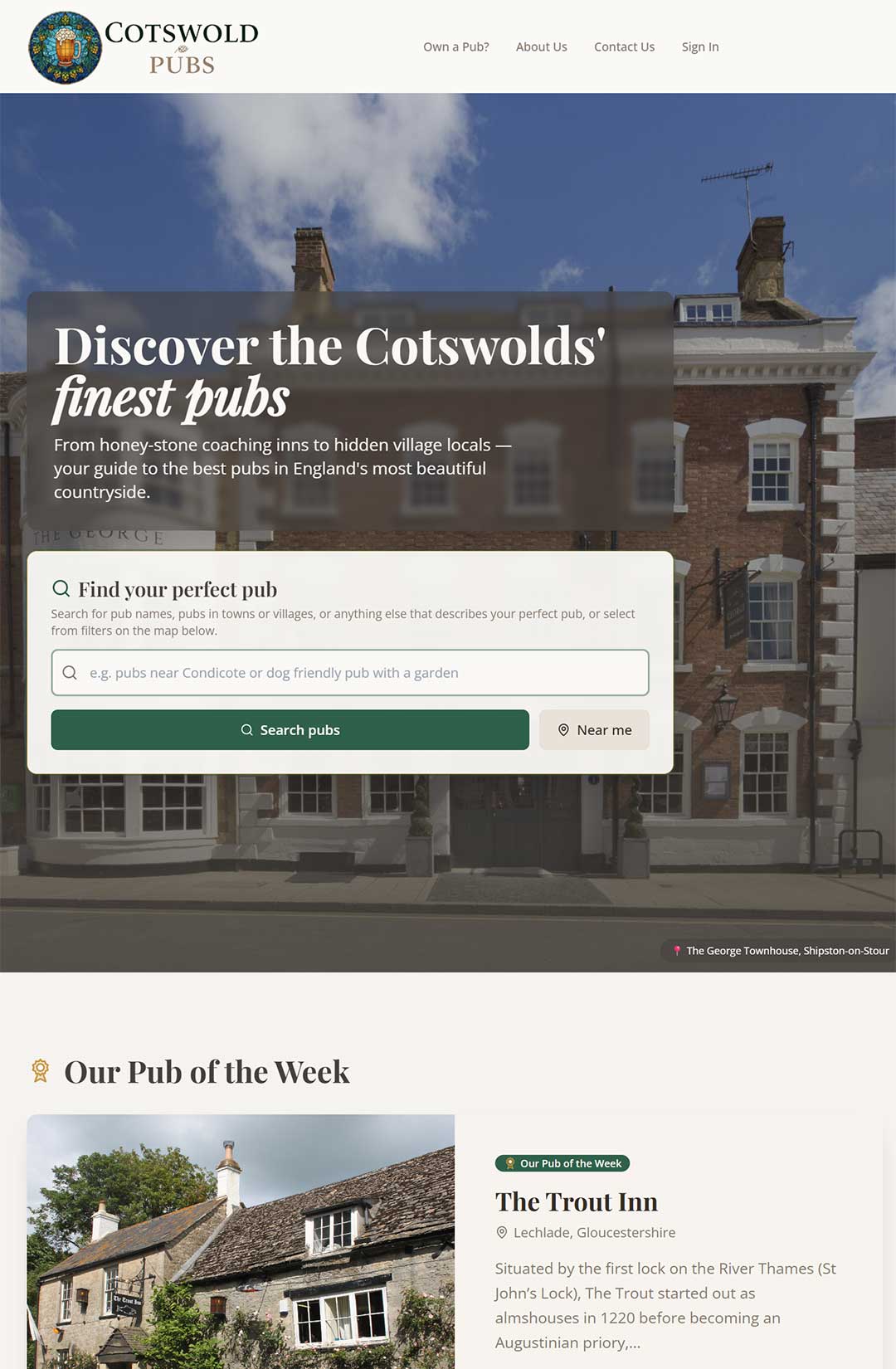 cotswolds.pub — pub directory homepage