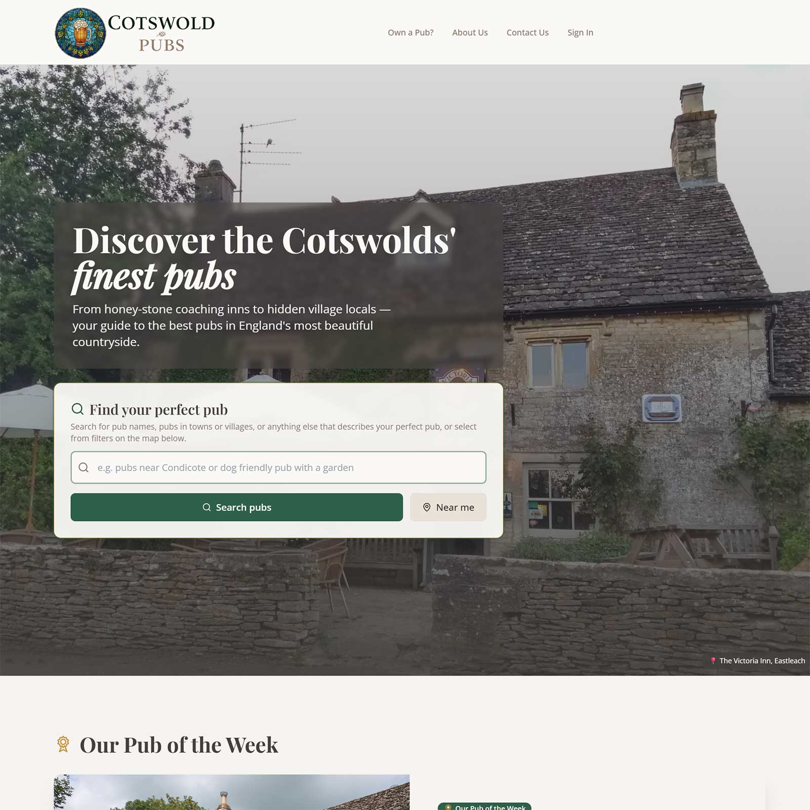 Cotswolds.pub - pub directory website screenshot